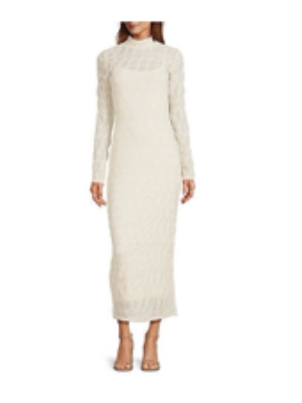 ANTONIO MELANI Cream Long-Sleeve Rib Knit Maxi Dress